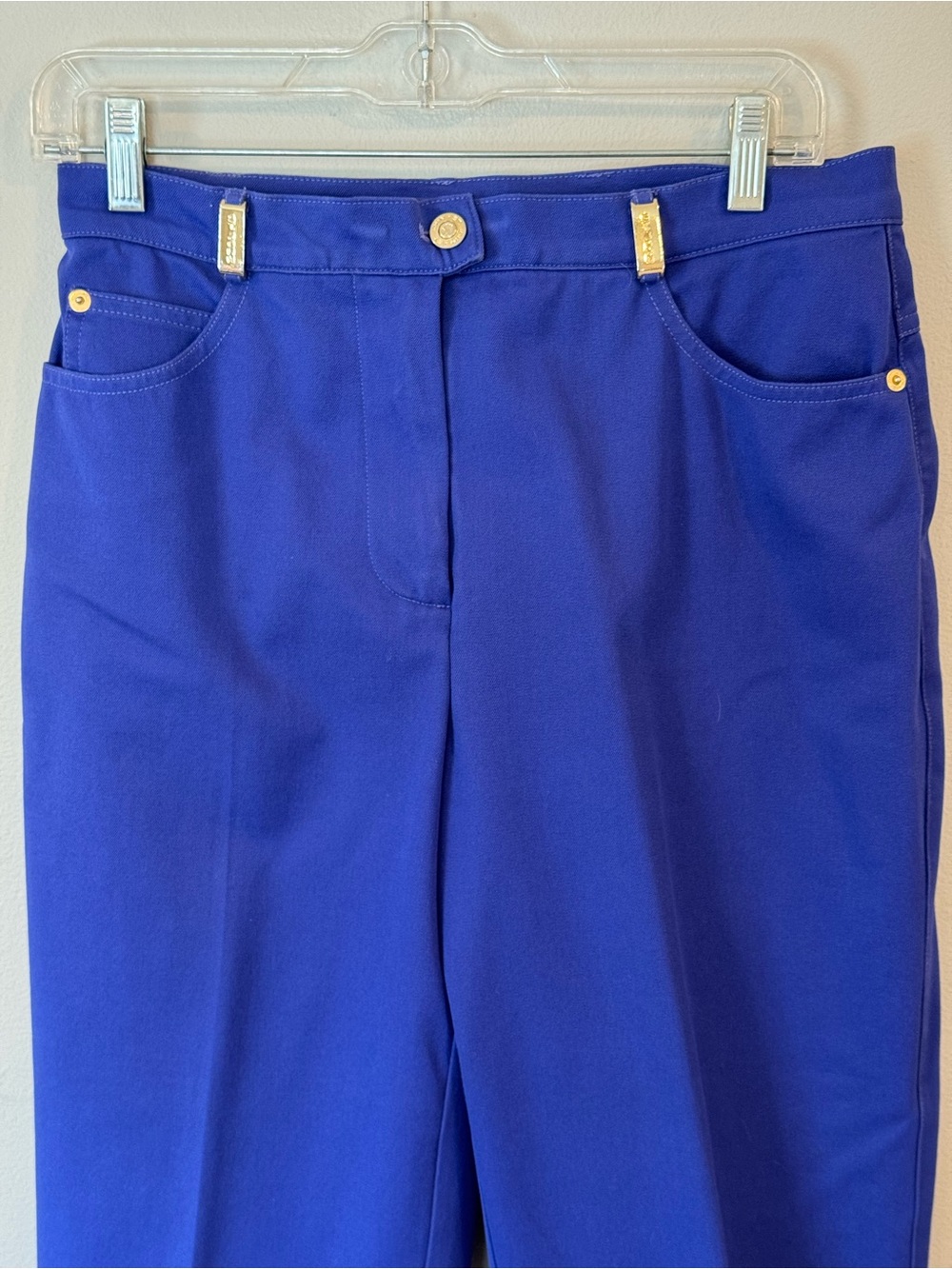 St. John Sport By Marie Gray Straight Pants Trousers Cotton Gold Hardware Size 6